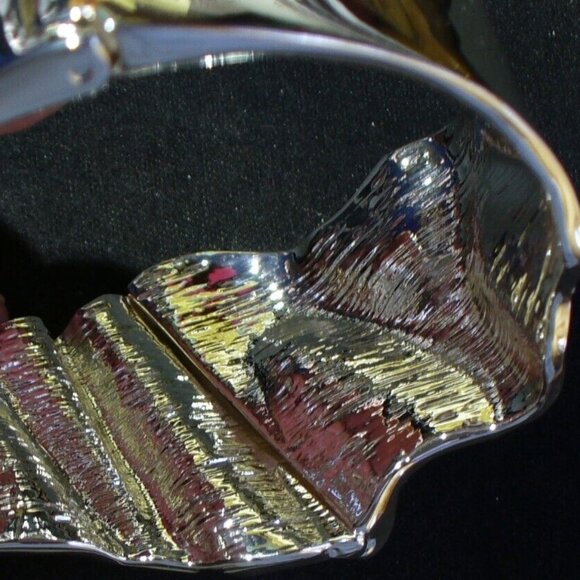 NINE WEST Mod/Contemporary Silver Abstract Molten Clamper Hinged Bracelet**NEW! - Picture 2 of 7